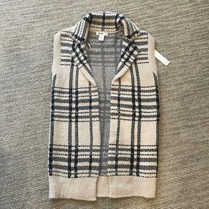 William Rast tan and black plaid sweater vest